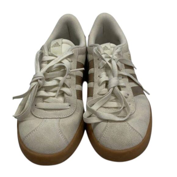 Adidas Suede Sneakers Gum Sole White Gold Stripes Men’s 9.5 main image 4